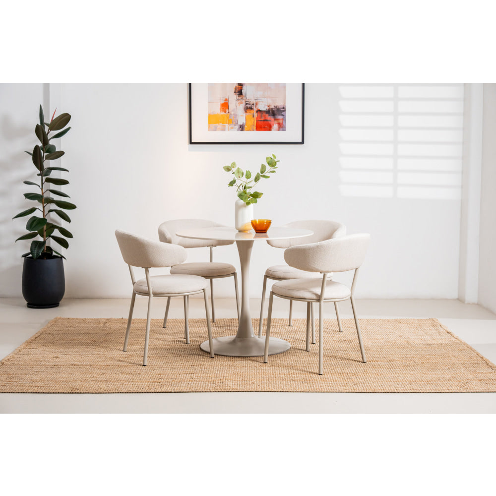 Mignon Modern Medium Round Look Ceramic Kitchen Dining Table 90cm Snow Rocky Fast shipping On sale