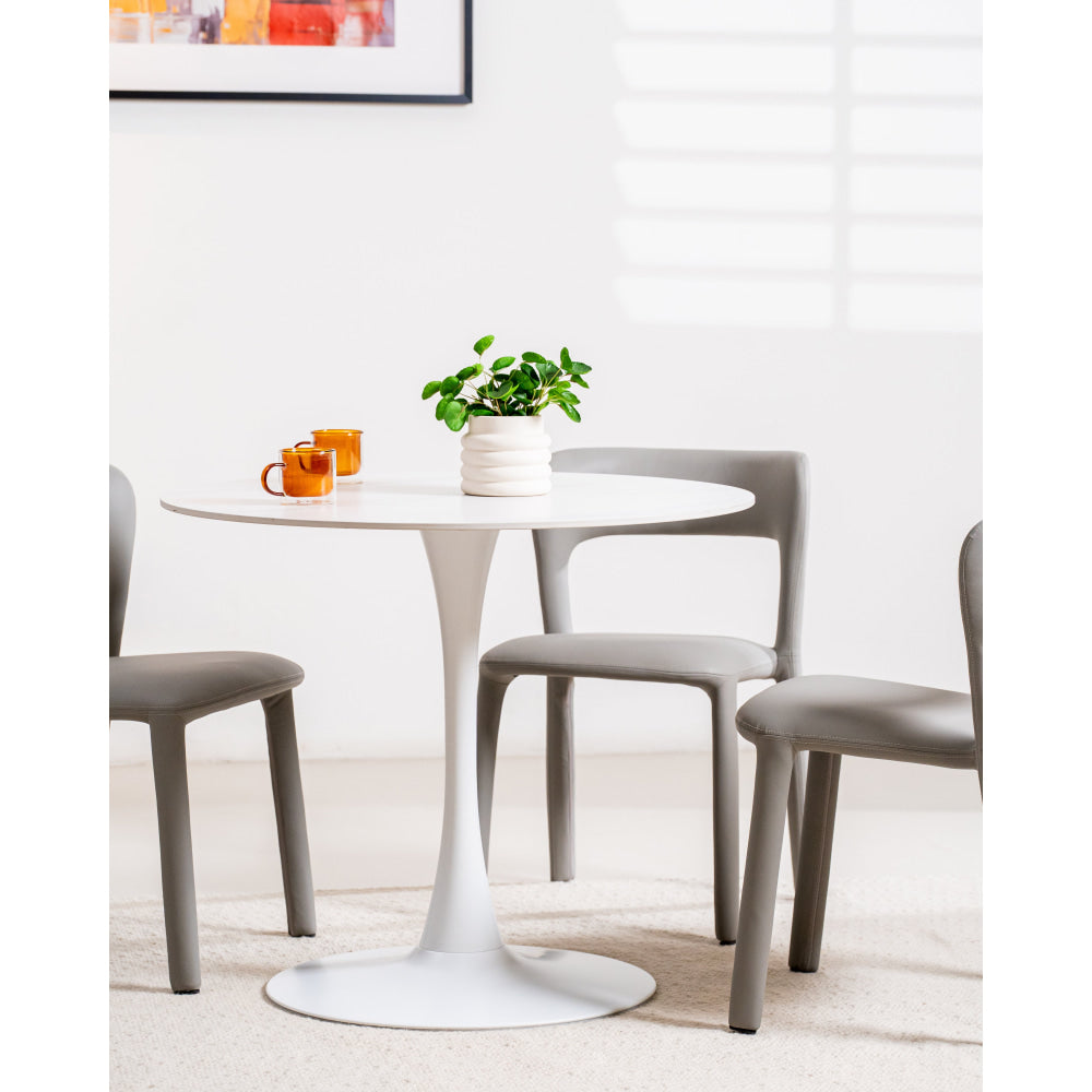 Mignon Modern Medium Round Look Ceramic Kitchen Dining Table 90cm Snow White Fast shipping On sale