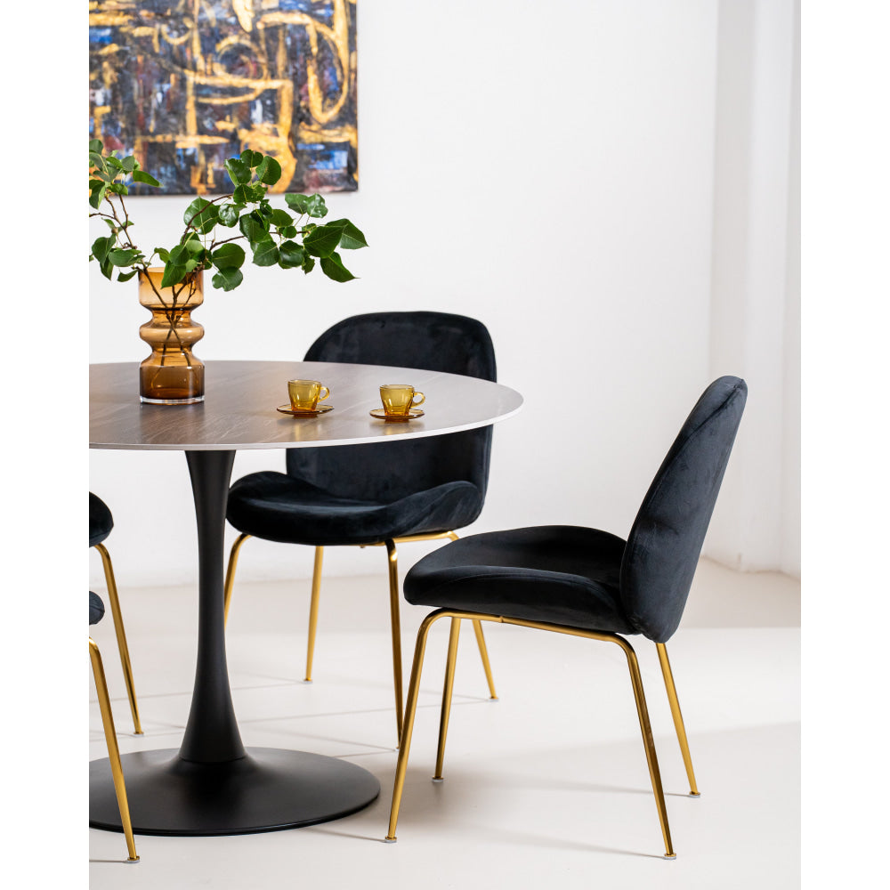 Mignon Modern Round Look Ceramic Kitchen Dining Table 120cm Black Sand Fast shipping On sale