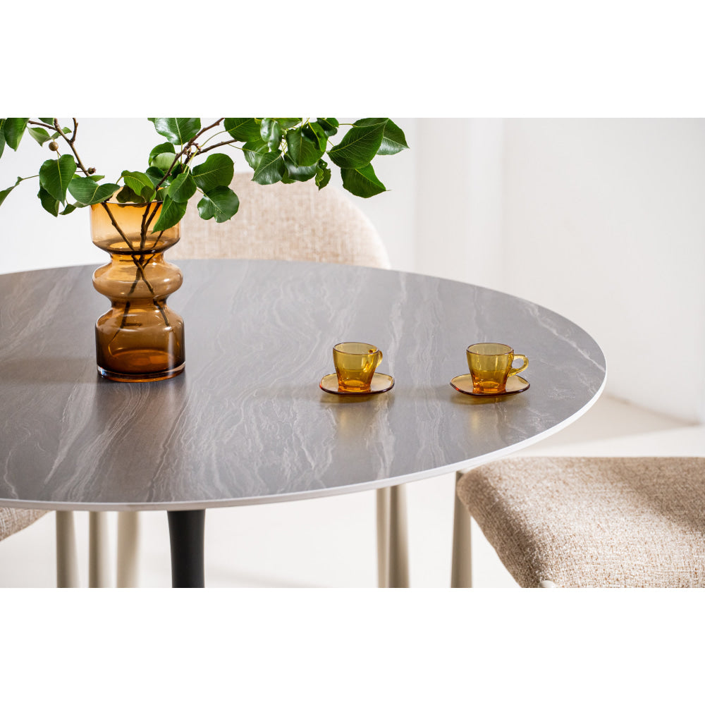 Mignon Modern Round Look Ceramic Kitchen Dining Table 120cm Black Sand Fast shipping On sale