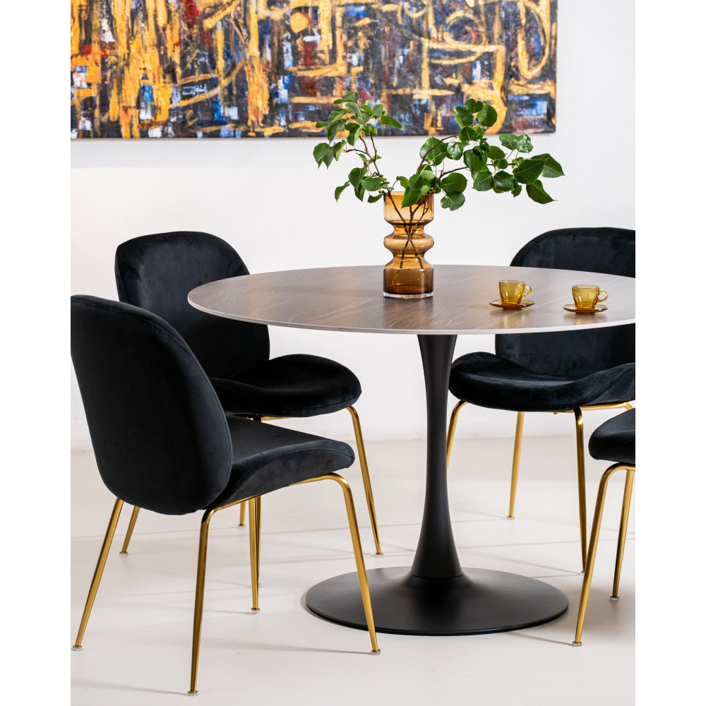 Mignon Modern Round Look Ceramic Kitchen Dining Table 120cm Black Sand Fast shipping On sale