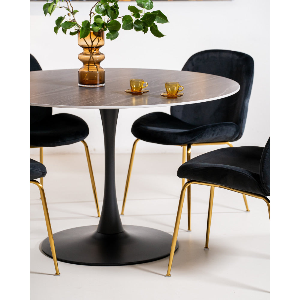 Mignon Modern Round Look Ceramic Kitchen Dining Table 120cm Black Sand Fast shipping On sale