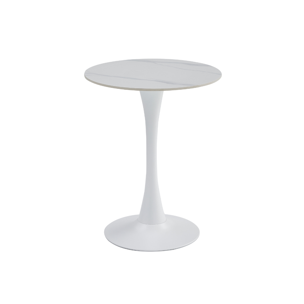 Mignon Modern Small Round Look Ceramic Kitchen Dining Table 60cm Snow White Fast shipping On sale