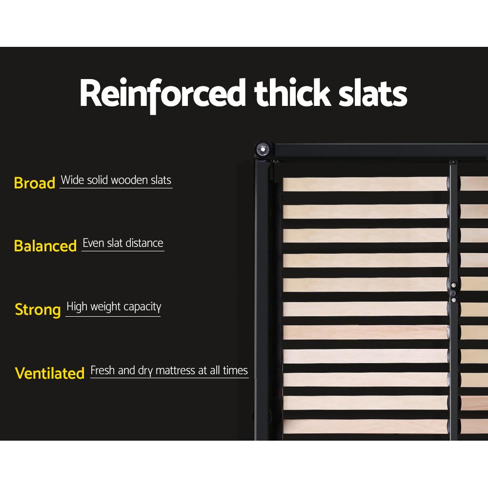 Mila Bed Frame Storage Drawers Fabric - Charcoal Queen Fast shipping On sale