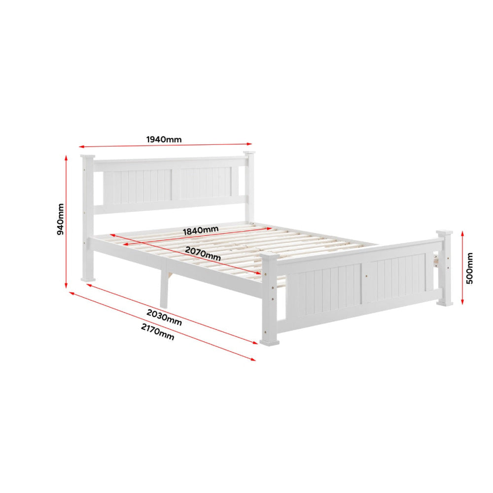 Mila Wooden Coastal Bed Frame Single Size White Fast shipping On sale