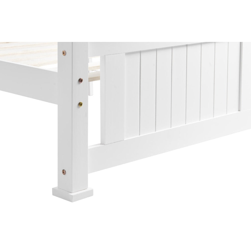 Mila Wooden Coastal Bed Frame Single Size White Fast shipping On sale