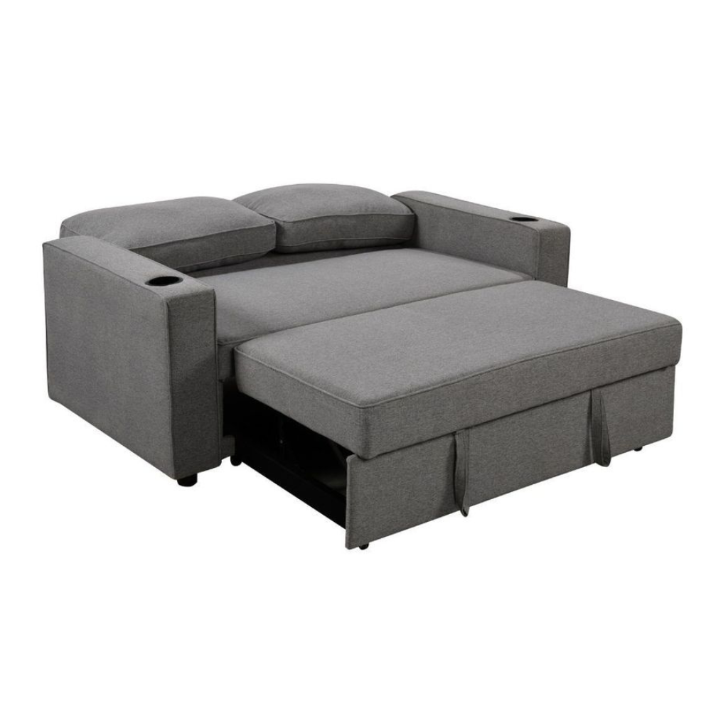 Fabric Modern 2-Seater Lounge Couch Pull-Out Sofa Bed Dark Grey Fast shipping On sale