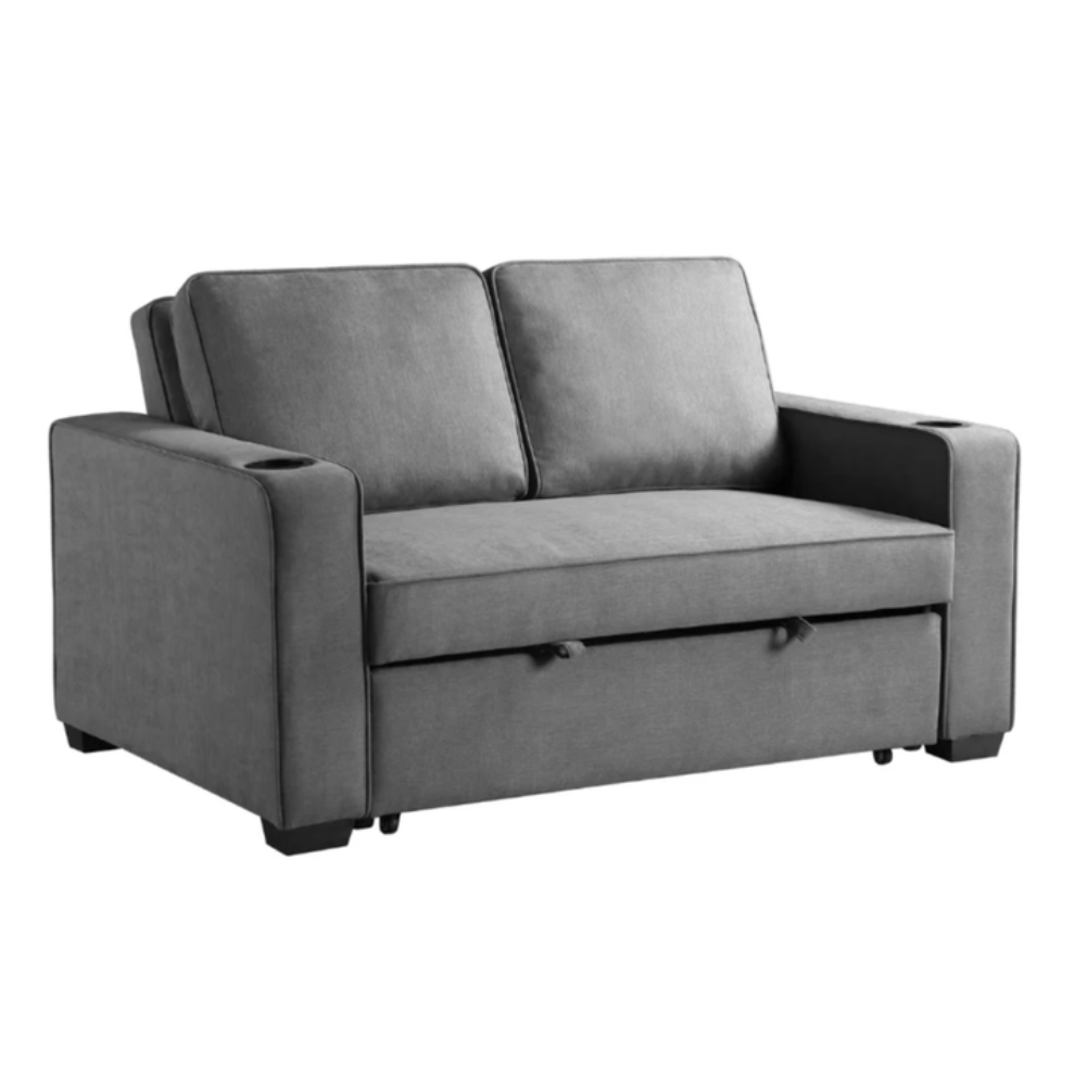 Fabric Modern 2-Seater Lounge Couch Pull-Out Sofa Bed Dark Grey Fast shipping On sale