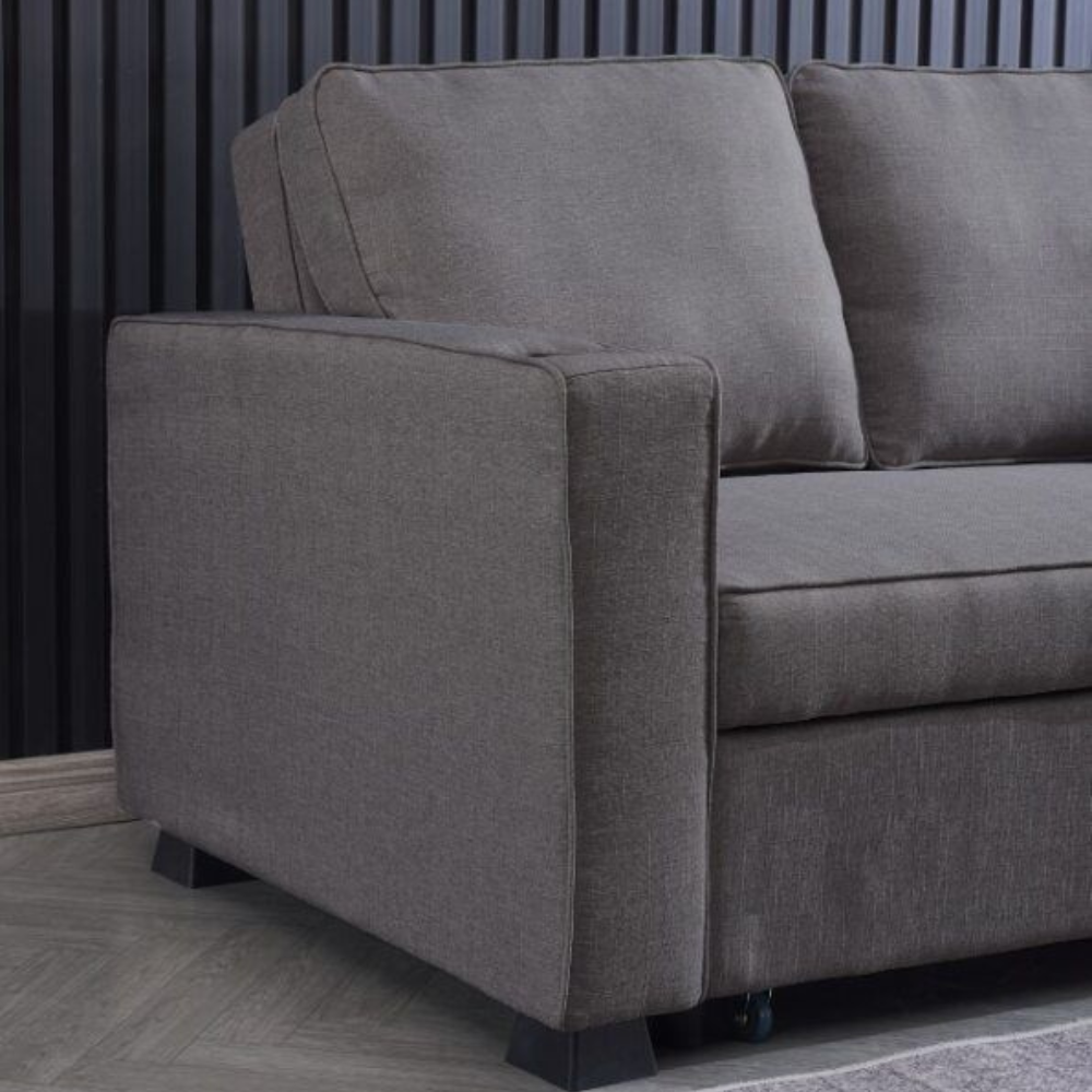 Fabric Modern 2-Seater Lounge Couch Pull-Out Sofa Bed Dark Grey Fast shipping On sale