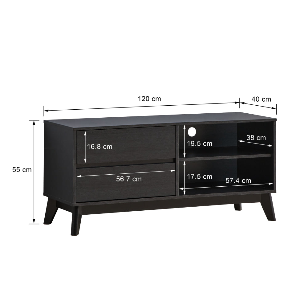 Minere Modern Lowline Entertainment Unit TV Stand 120cm 2-Drawers Black Fast shipping On sale