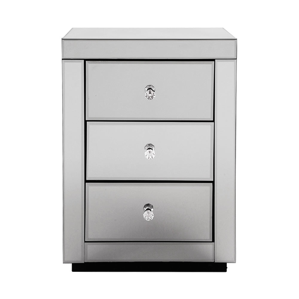 Mirrored Bedside table Drawers Furniture Mirror Glass Presia Smoky Grey Table Fast shipping On sale