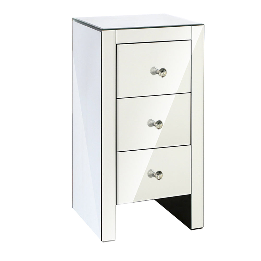 Mirrored Bedside table Drawers Furniture Mirror Glass Quenn Silver Table Fast shipping On sale