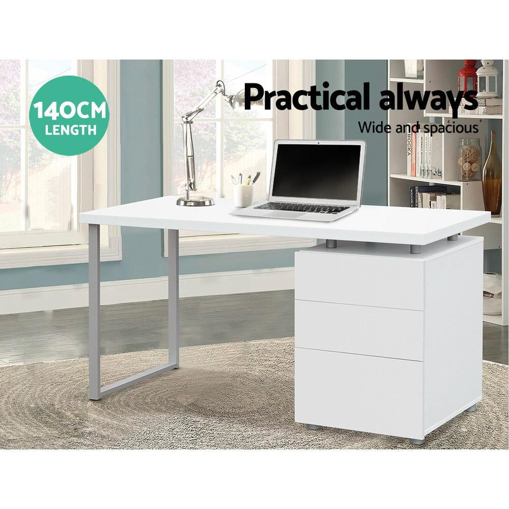 Modern Computer Study Office Desk W/ 3 Drawers Metal Frame - White Fast shipping On sale