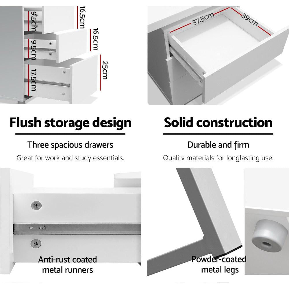 Modern Computer Study Office Desk W/ 3 Drawers Metal Frame - White Fast shipping On sale