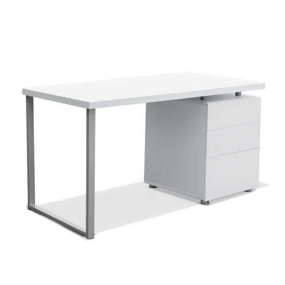 Modern Computer Study Office Desk W/ 3 Drawers Metal Frame - White Fast shipping On sale