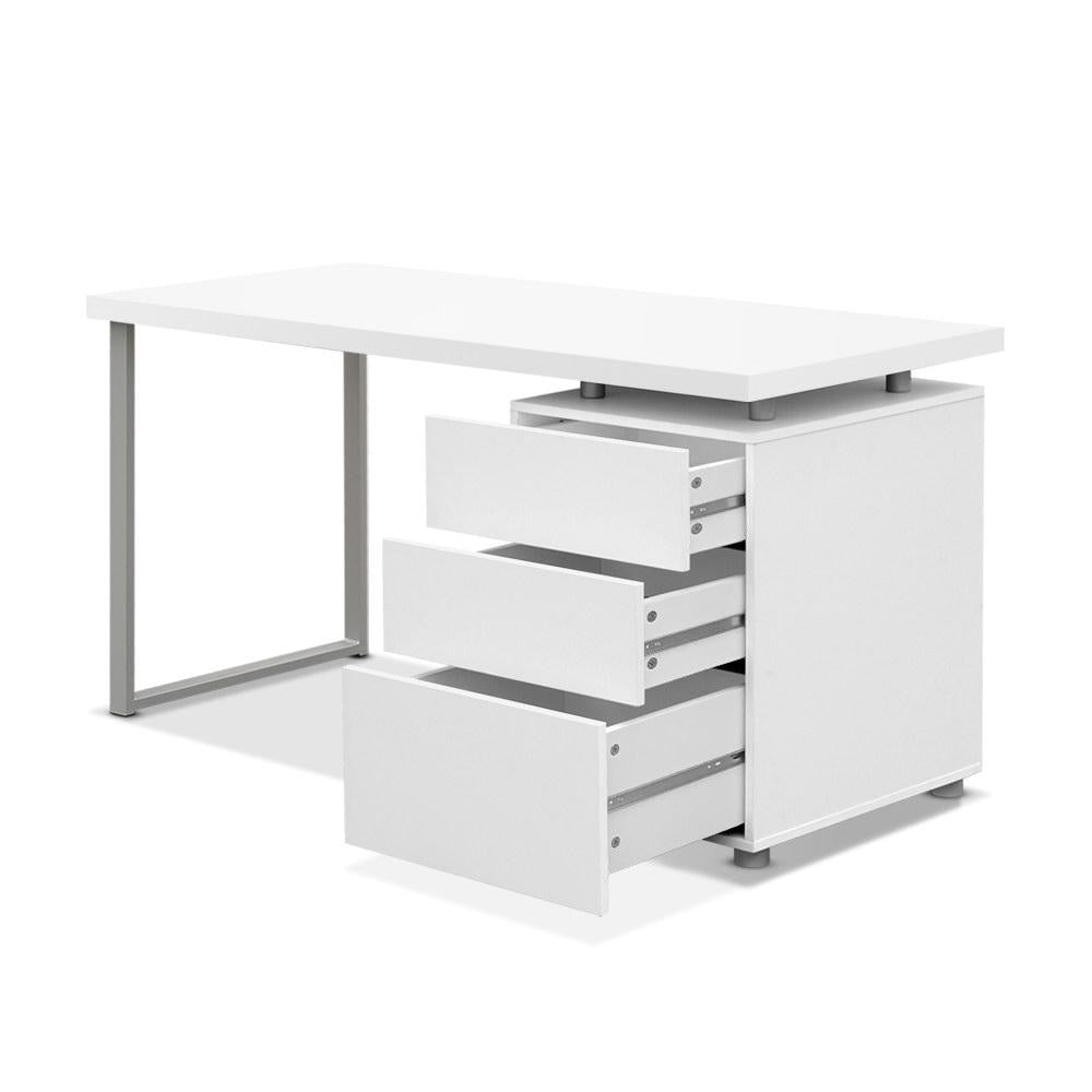 Modern Computer Study Office Desk W/ 3 Drawers Metal Frame - White Fast shipping On sale