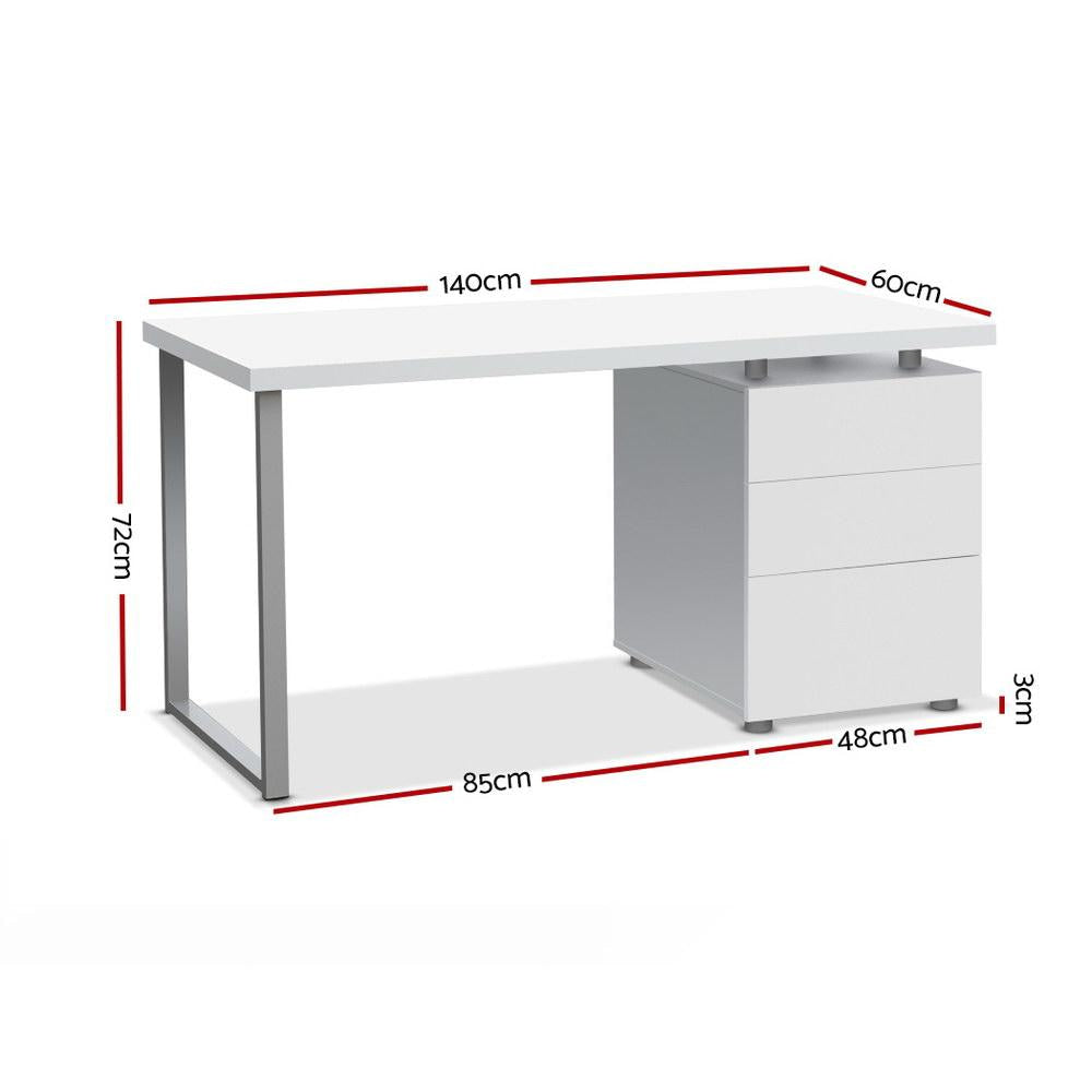 Modern Computer Study Office Desk W/ 3 Drawers Metal Frame - White Fast shipping On sale