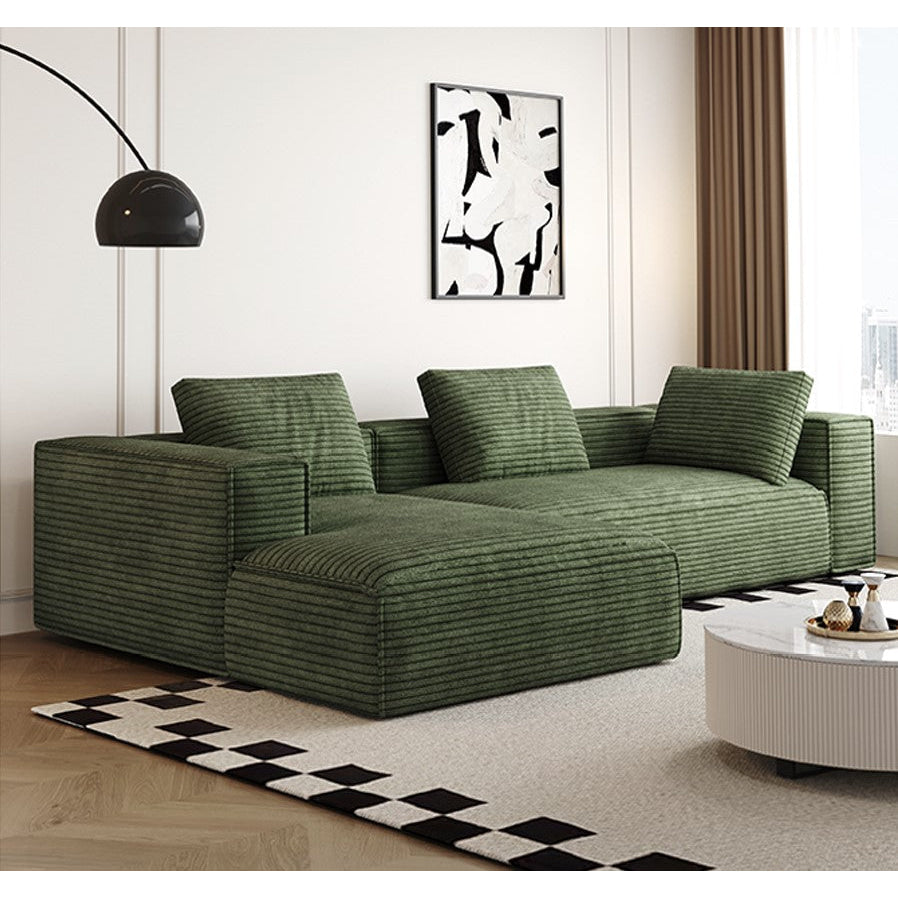 Modern Fabric L-Shape Modular Lounge Sofa Couch - Green Fast shipping On sale