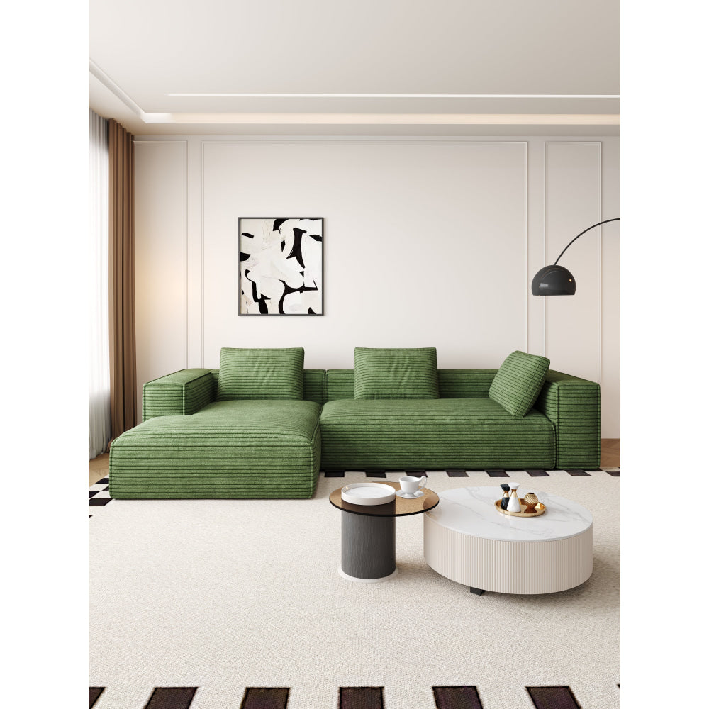 Modern Fabric L-Shape Modular Lounge Sofa Couch - Green Fast shipping On sale