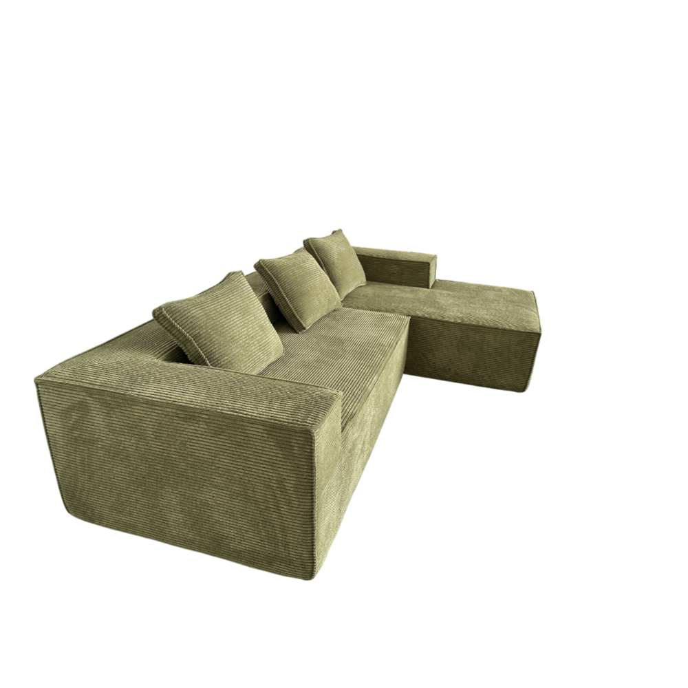 Modern Fabric L-Shape Modular Lounge Sofa Couch - Green Fast shipping On sale