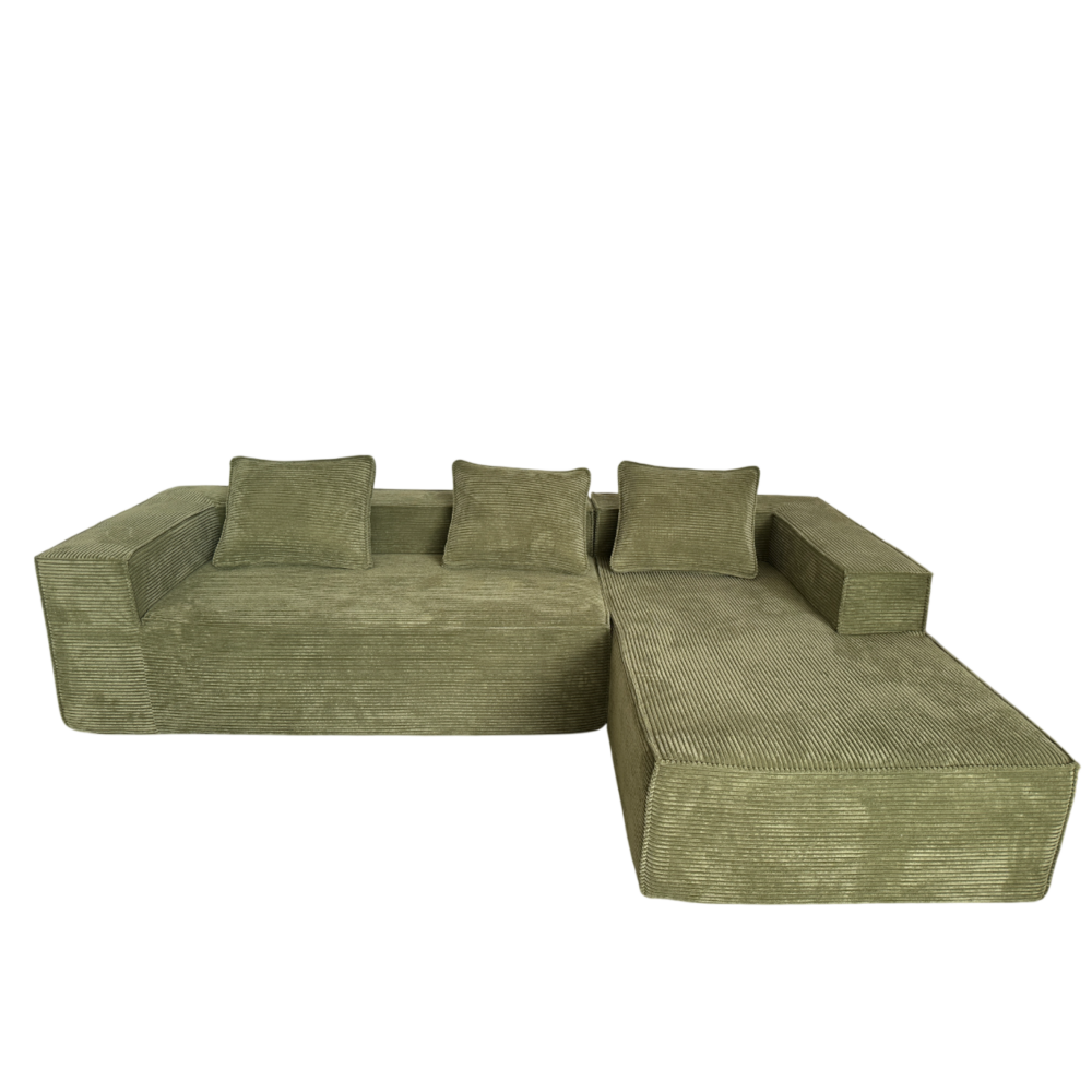 Modern Fabric L-Shape Modular Lounge Sofa Couch - Green Fast shipping On sale