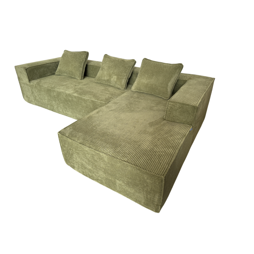 Modern Fabric L-Shape Modular Lounge Sofa Couch - Green Fast shipping On sale