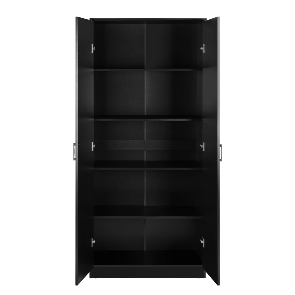 Monica 5-Tier Multi-Purpose Cupboard Tall Storage Cabinet 2-Doors Black Fast shipping On sale