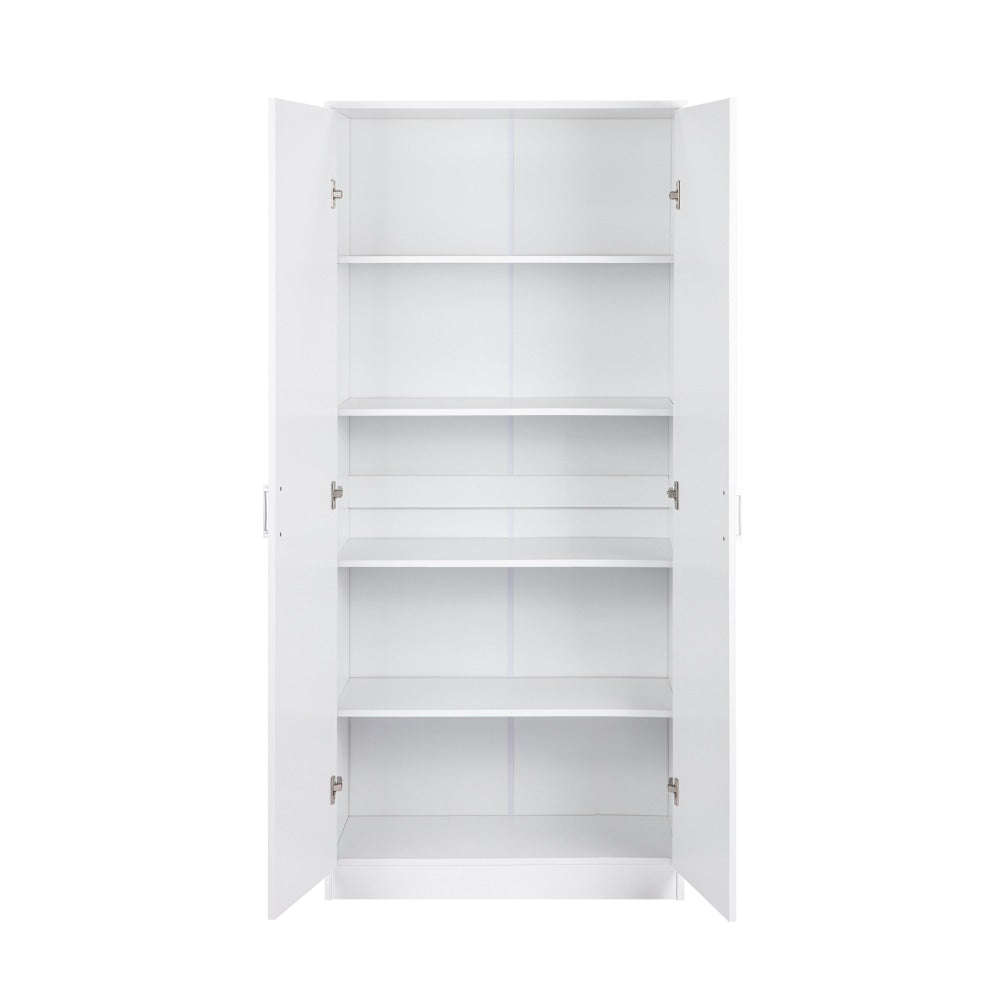 Monica 5-Tier Multi-Purpose Cupboard Tall Storage Cabinet 2-Doors White Fast shipping On sale