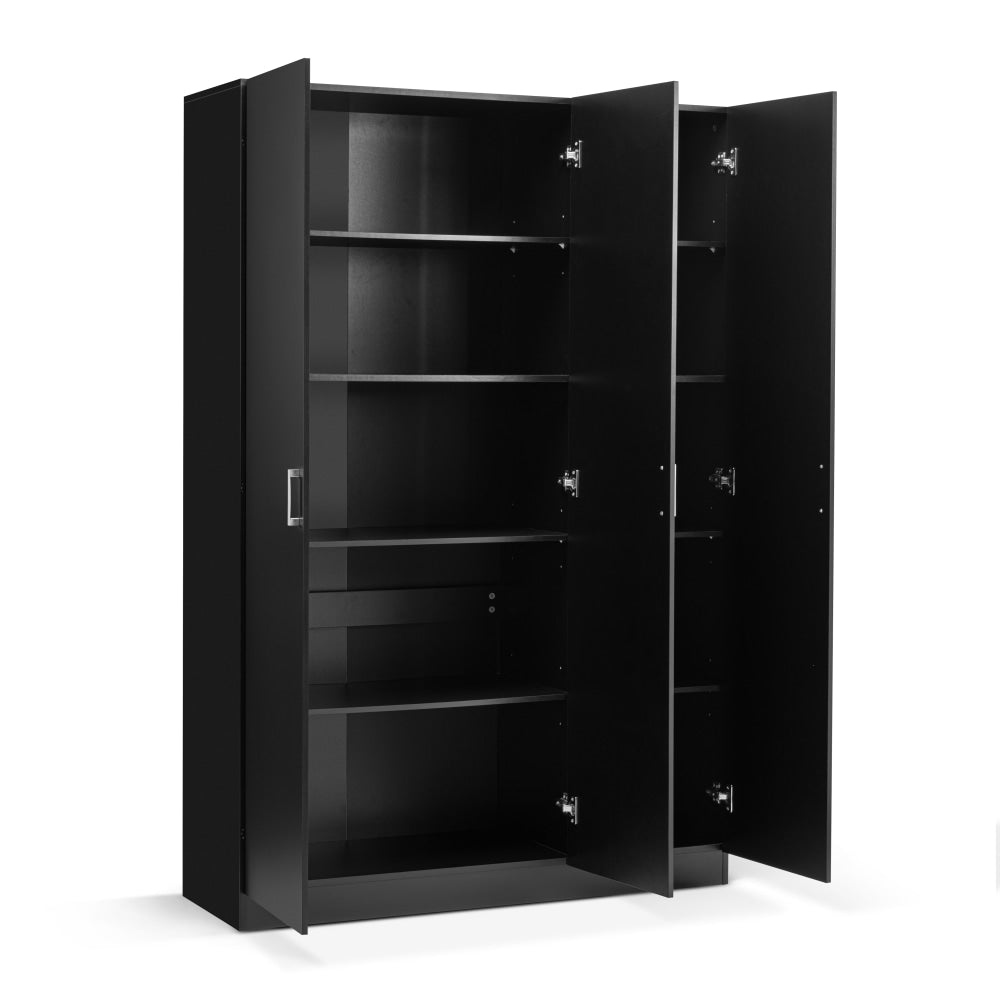 Monica Large Cupboard Multi-purpose Tall Storage Cabinet 3-Doors - Black Fast shipping On sale