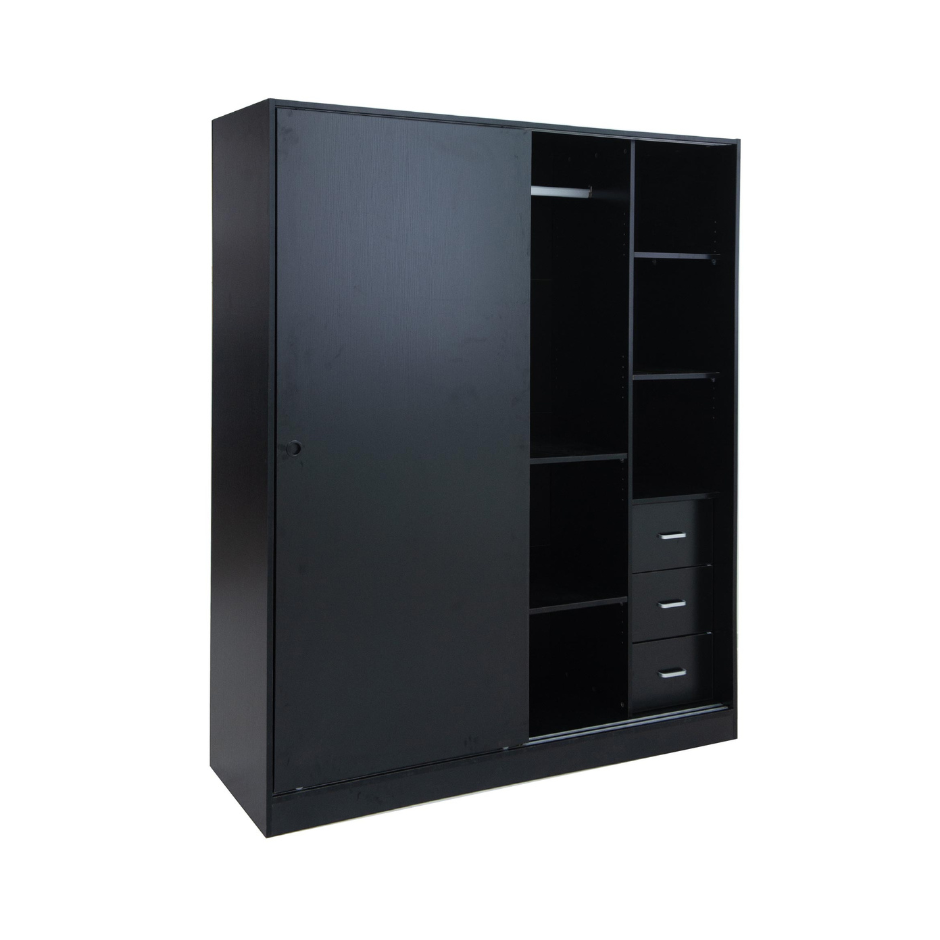 Multi-Purpose Built-In Modular Sliding Door Wardrobe Closet Clothes Storage - Black Fast shipping On sale