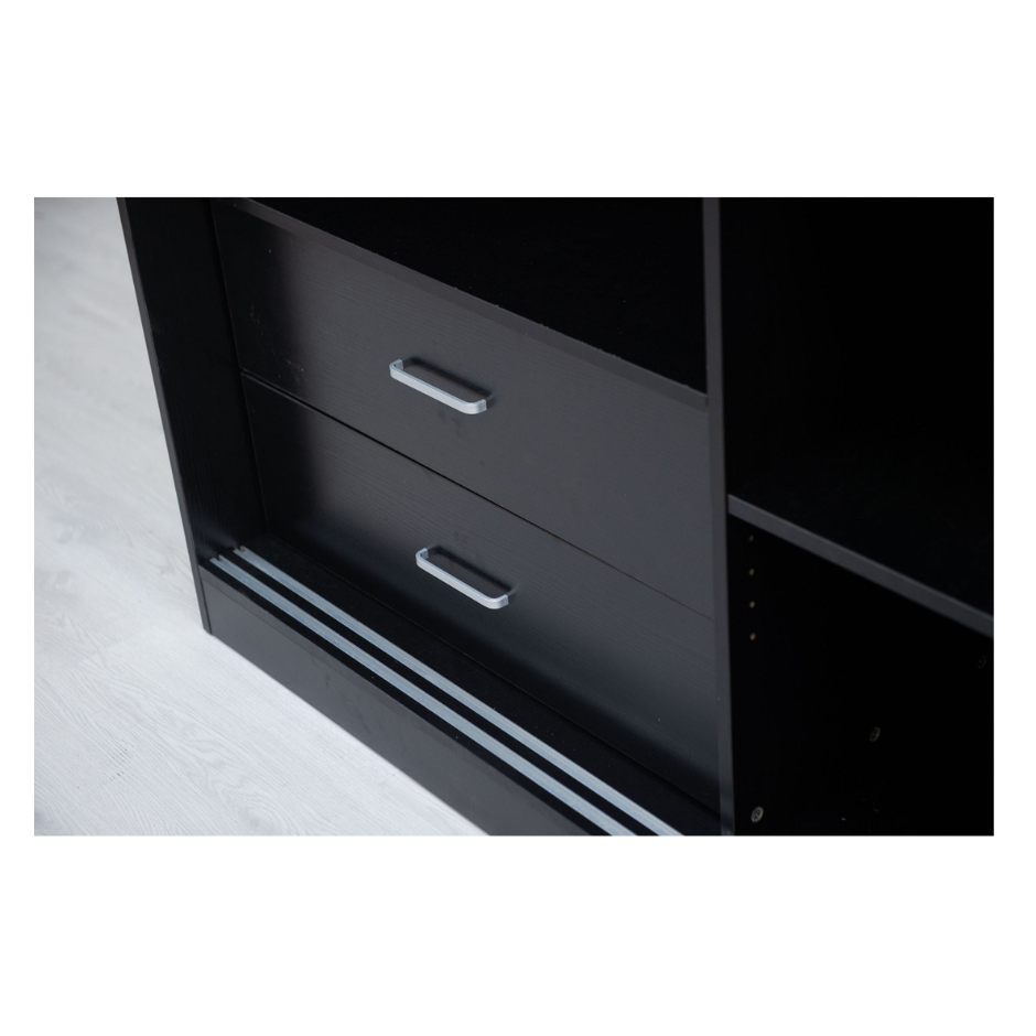 Multi-Purpose Built-In Modular Sliding Door Wardrobe Closet Clothes Storage - Black Fast shipping On sale