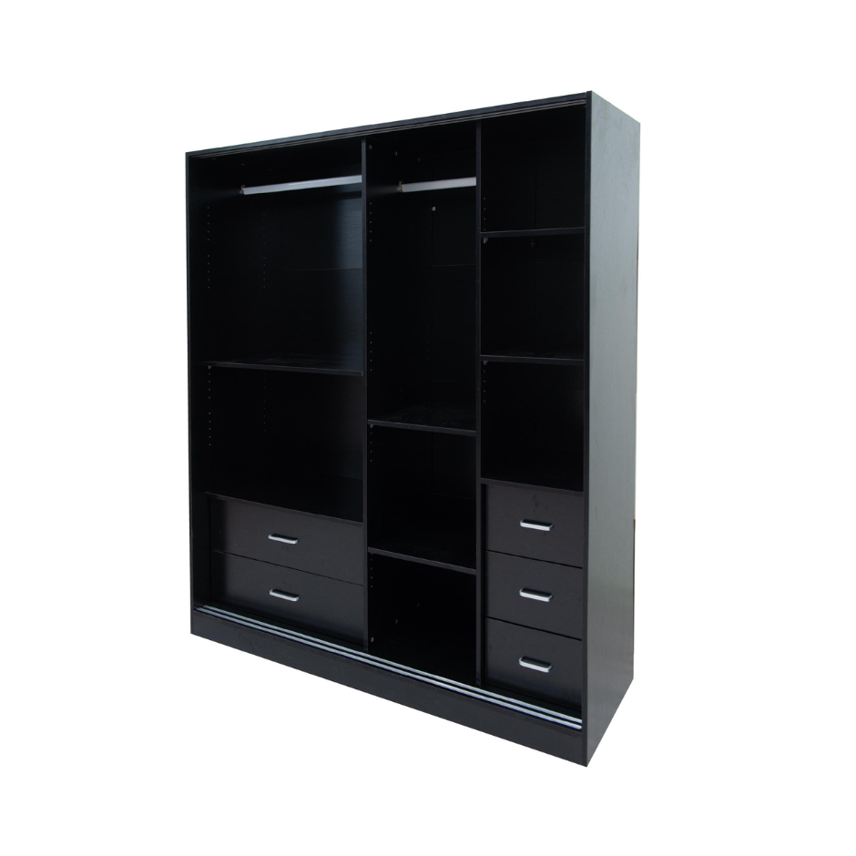 Multi-Purpose Built-In Modular Sliding Door Wardrobe Closet Clothes Storage - Black Fast shipping On sale