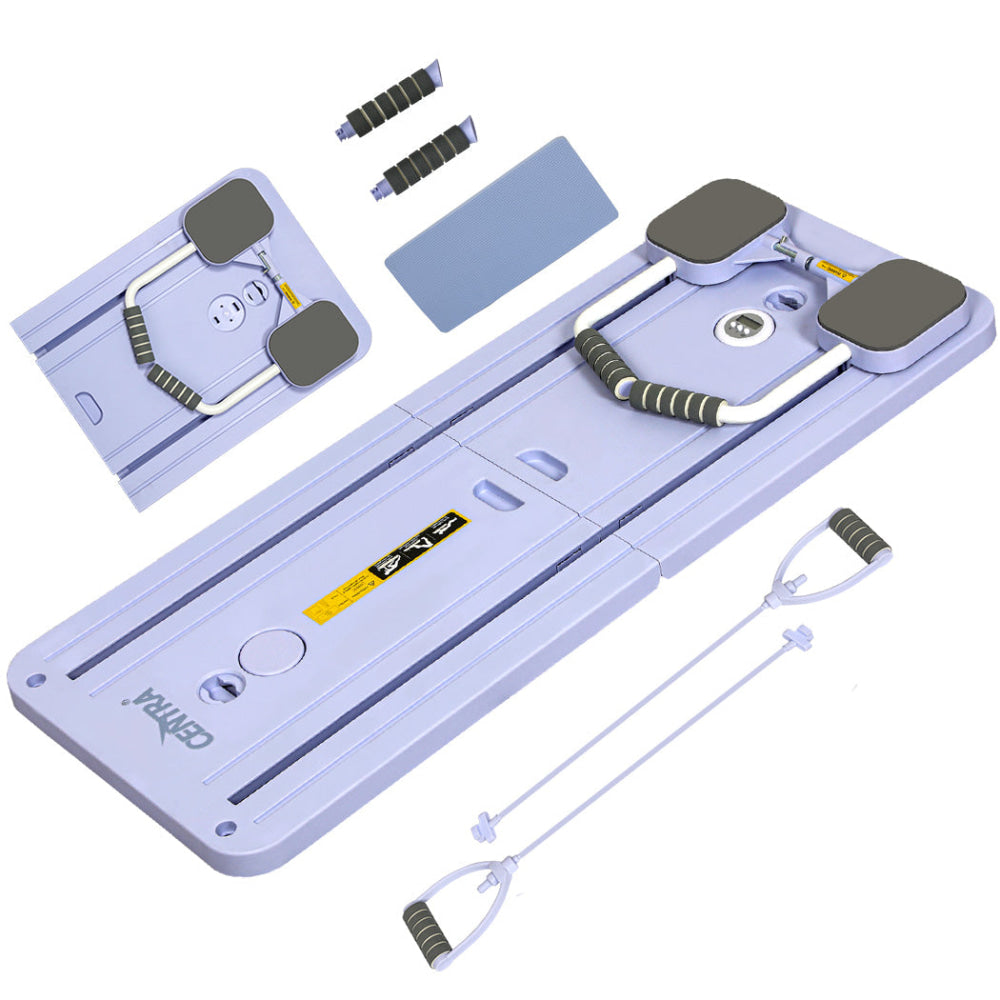 Multifunctional 5-in-1 Fitness Abdominal Board with Resistance Bands Foldable Core Trainer Anti-Slip Base & Smart Timer (Purple) Sports