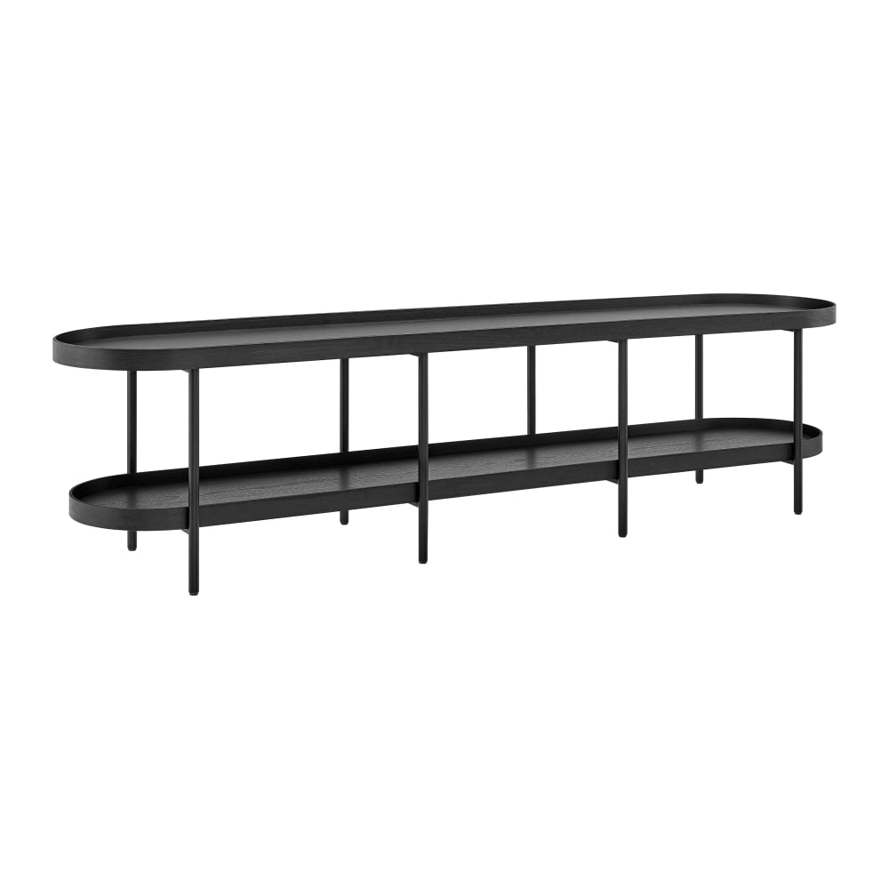 Myla Lowline Wooden 2-Tier Entertainment Unit TV Stand 180cm Black Fast shipping On sale