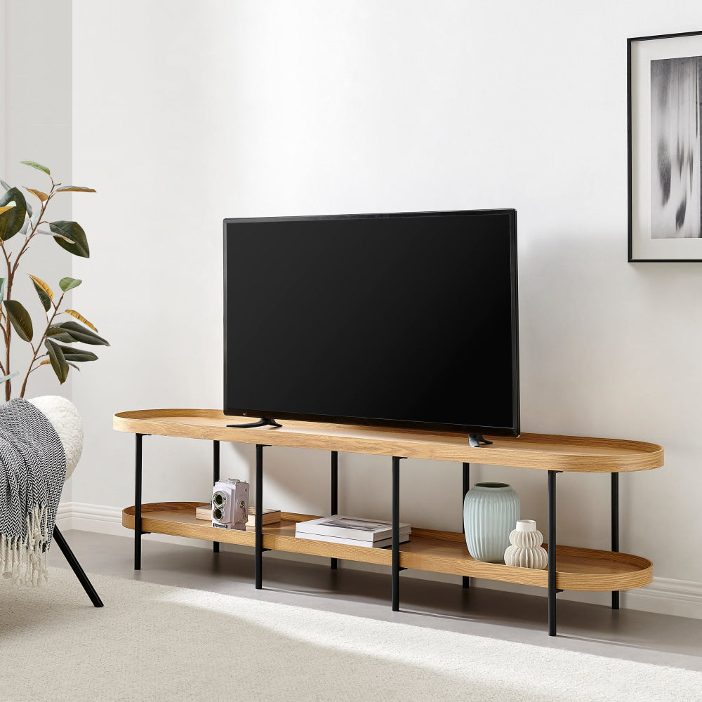 Myla Lowline Wooden 2-Tier Entertainment Unit TV Stand 180cm Oak Fast shipping On sale