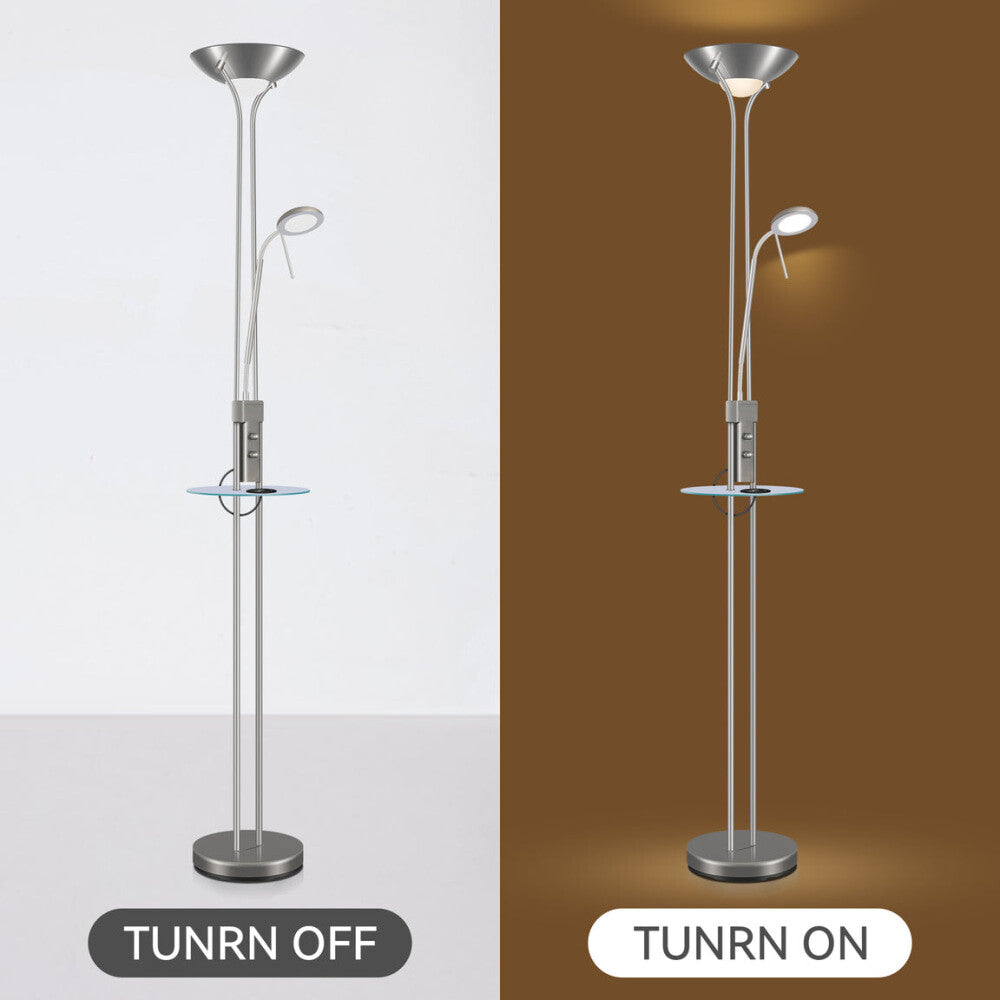 Myron USB LED Light Modern Floor Lamp Metal Shade - Satin Nickel and Chrome Fast shipping On sale