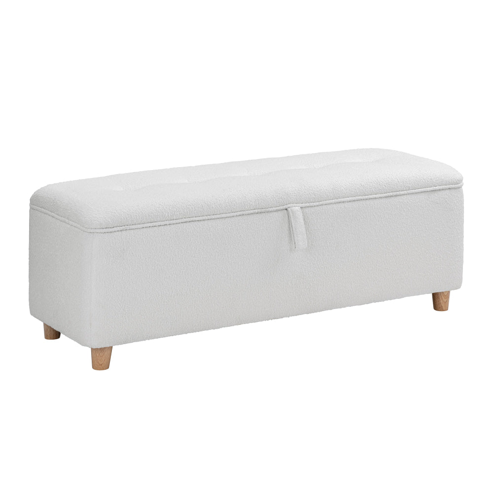 Nars Fabric Storage Ottoman Sofa Bench Foot Rest Sool Boucle White Fast shipping On sale