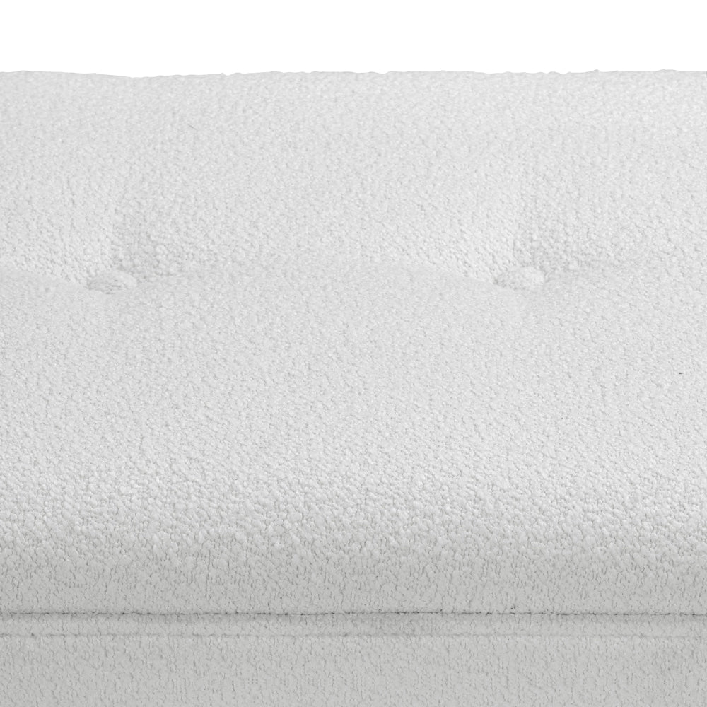 Nars Fabric Storage Ottoman Sofa Bench Foot Rest Sool Boucle White Fast shipping On sale