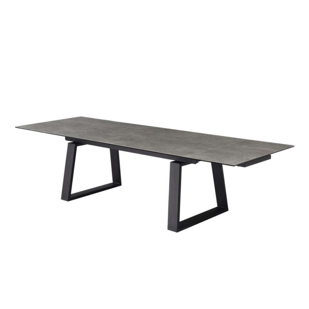 Nathan Rectangular Ceramic Extension Kitchen Dining Table 200-300cm Metal Frame - Andesite Fast shipping On sale