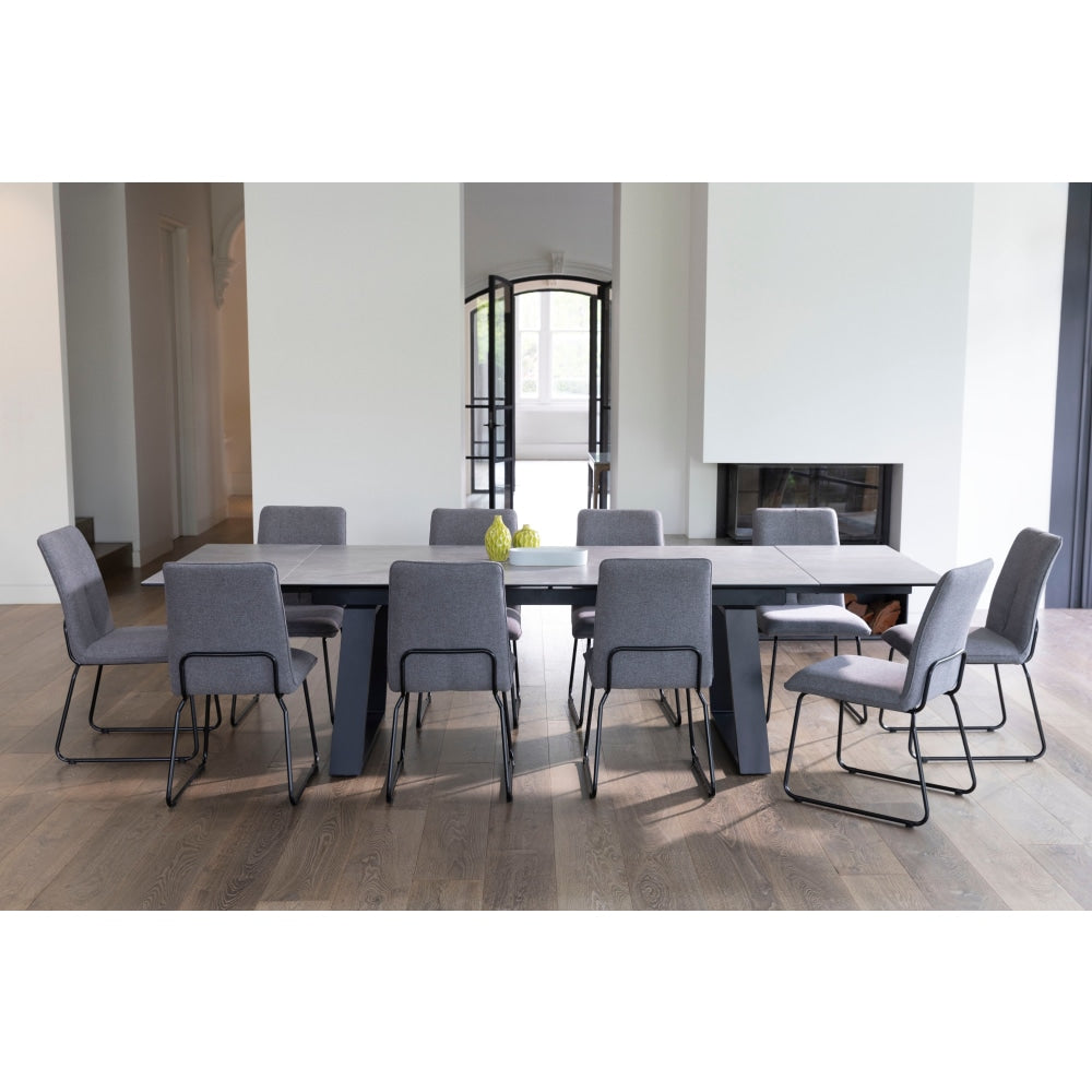 Nathan Rectangular Ceramic Extension Kitchen Dining Table 200-300cm Metal Frame - Andesite Fast shipping On sale