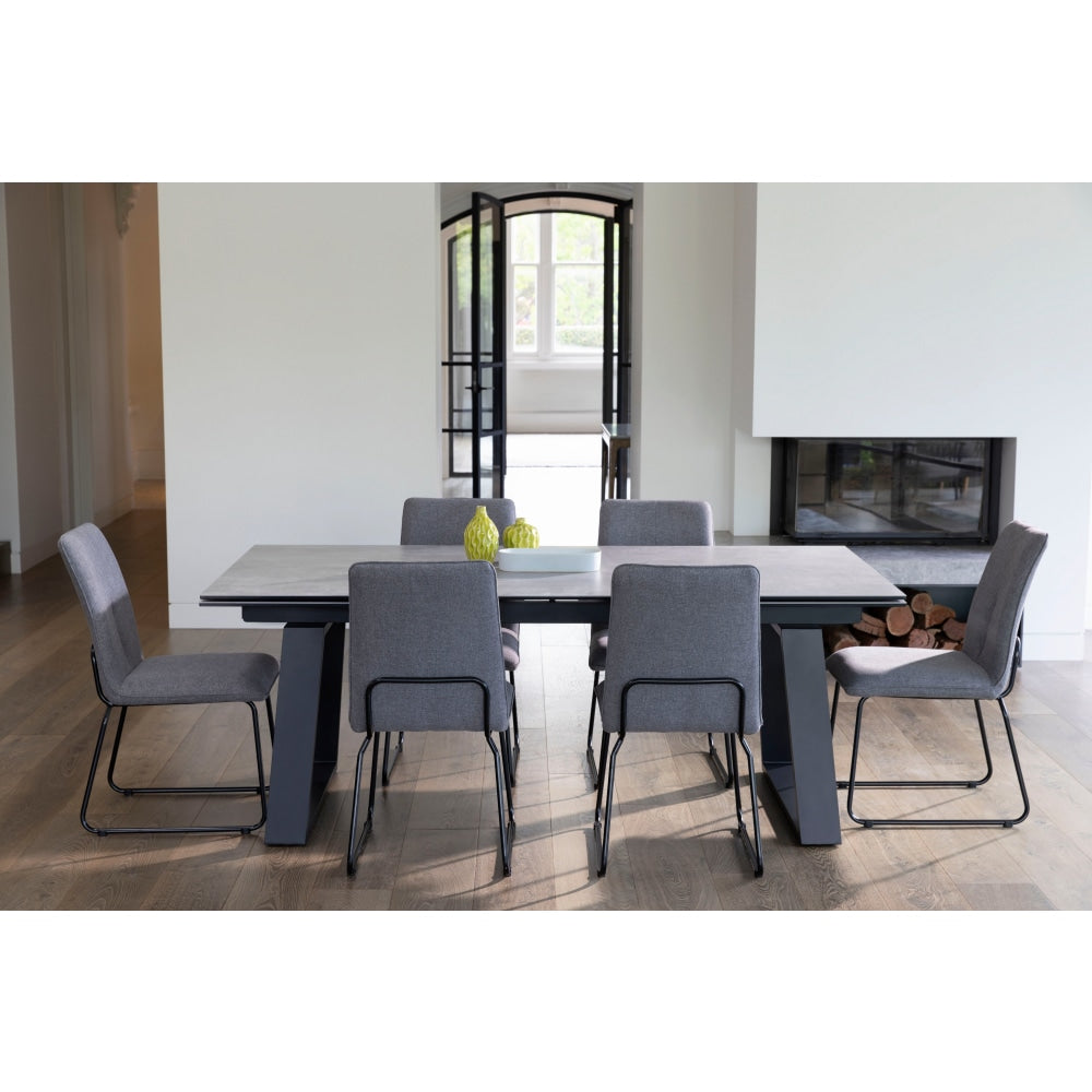 Nathan Rectangular Ceramic Extension Kitchen Dining Table 200-300cm Metal Frame - Andesite Fast shipping On sale