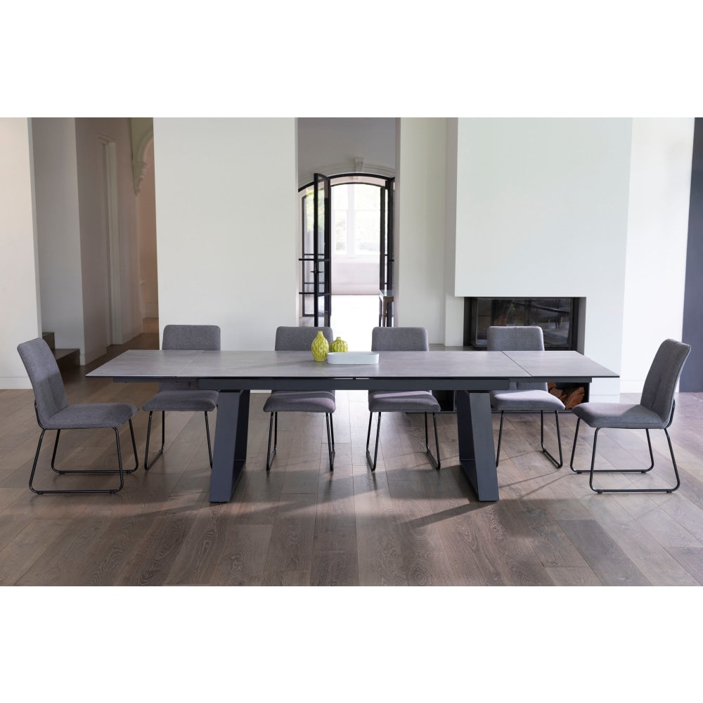 Nathan Rectangular Ceramic Extension Kitchen Dining Table 200 - 300cm Metal Frame - Andesite Fast shipping On sale