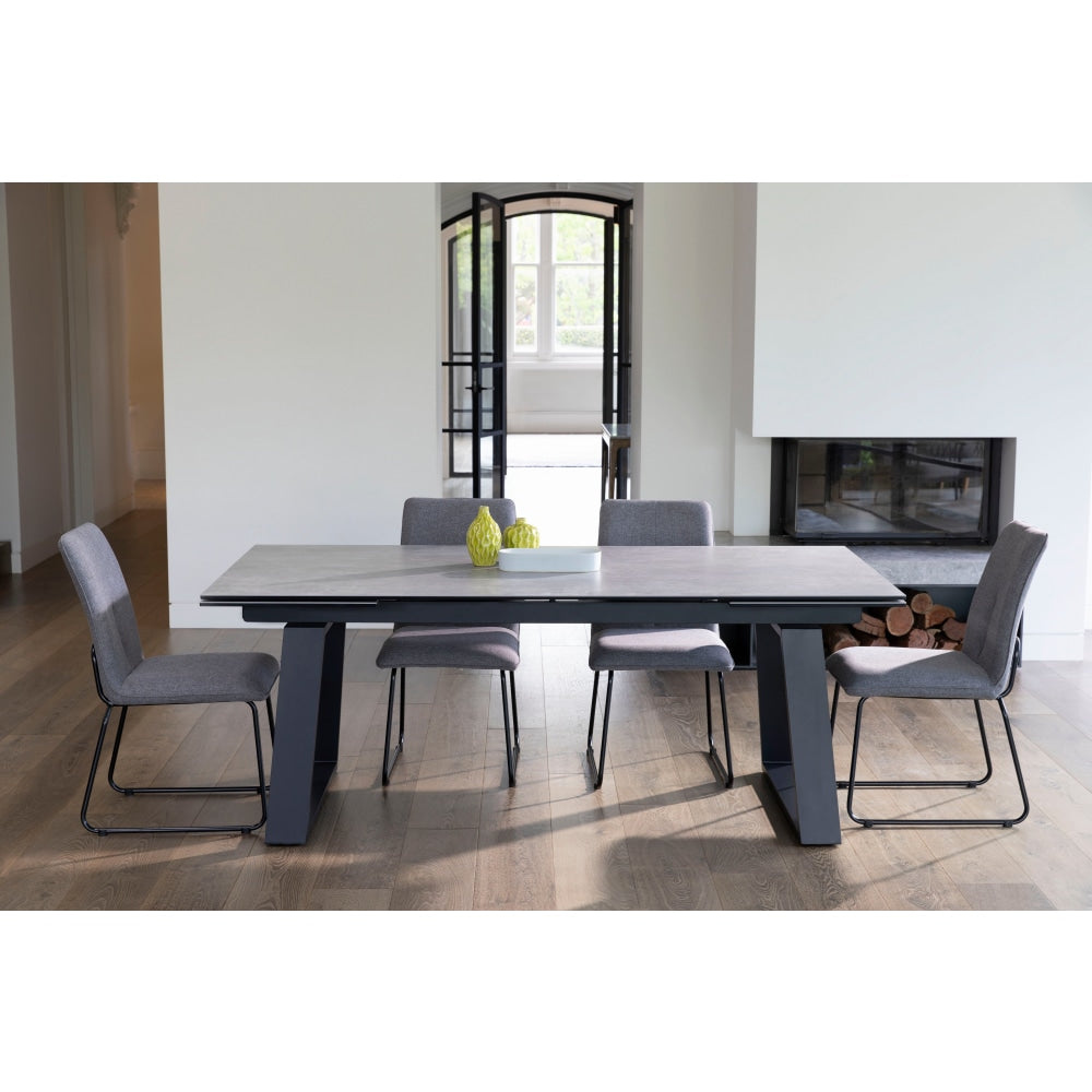 Nathan Rectangular Ceramic Extension Kitchen Dining Table 200 - 300cm Metal Frame - Andesite Fast shipping On sale