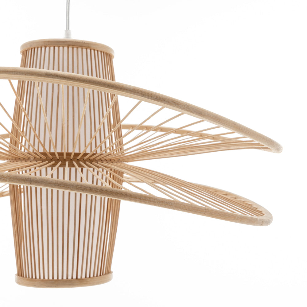 Natural Hand-Woven Bamboo 2-Layer Double Wide Brim Hanging Pendant Lamp Light Fast shipping On sale