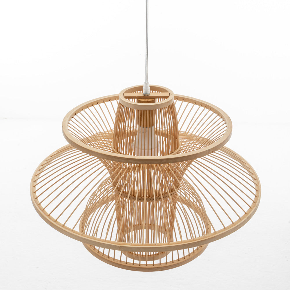 Natural Hand-Woven Bamboo 3-Layer Hanging Light Pendant Lamp Fast shipping On sale