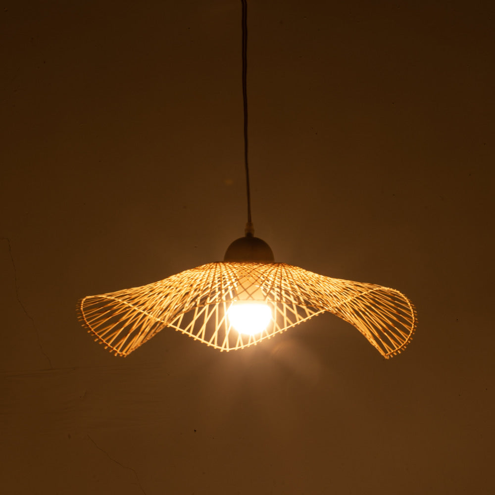 Natural Hand-Woven Bamboo Wave Hanging Pendant Lamp Light Small Fast shipping On sale
