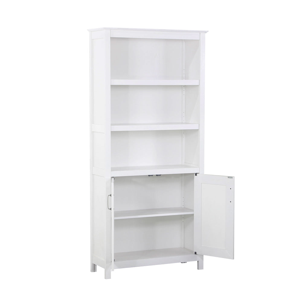 Nazma 5-Tier 2-Door Display Shelves Bookcase Storage Cabinet White Fast shipping On sale