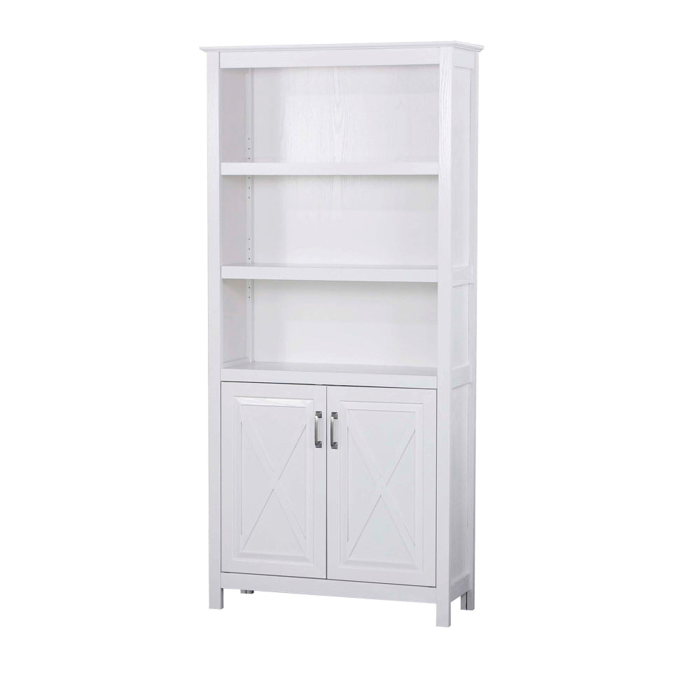 Nazma 5-Tier 2-Door Display Shelves Bookcase Storage Cabinet White Fast shipping On sale