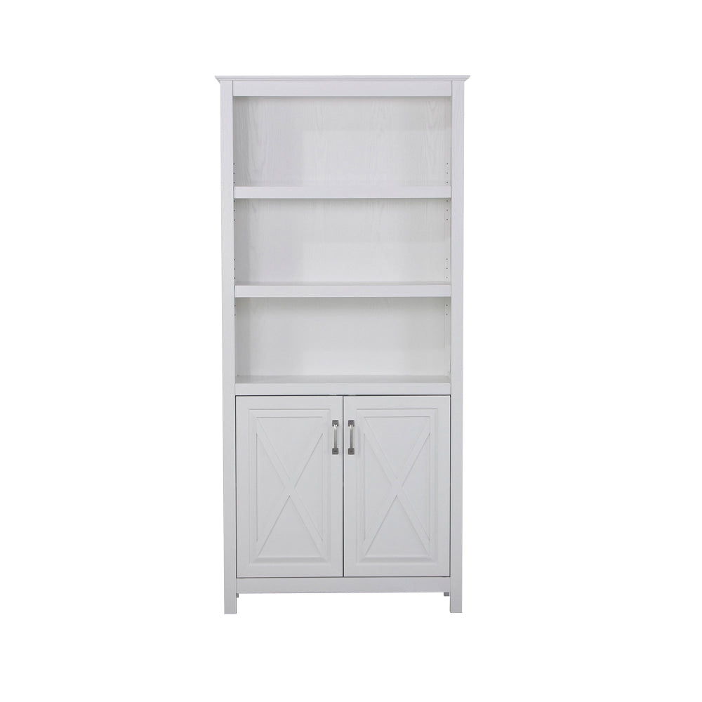 Nazma 5-Tier 2-Door Display Shelves Bookcase Storage Cabinet White Fast shipping On sale