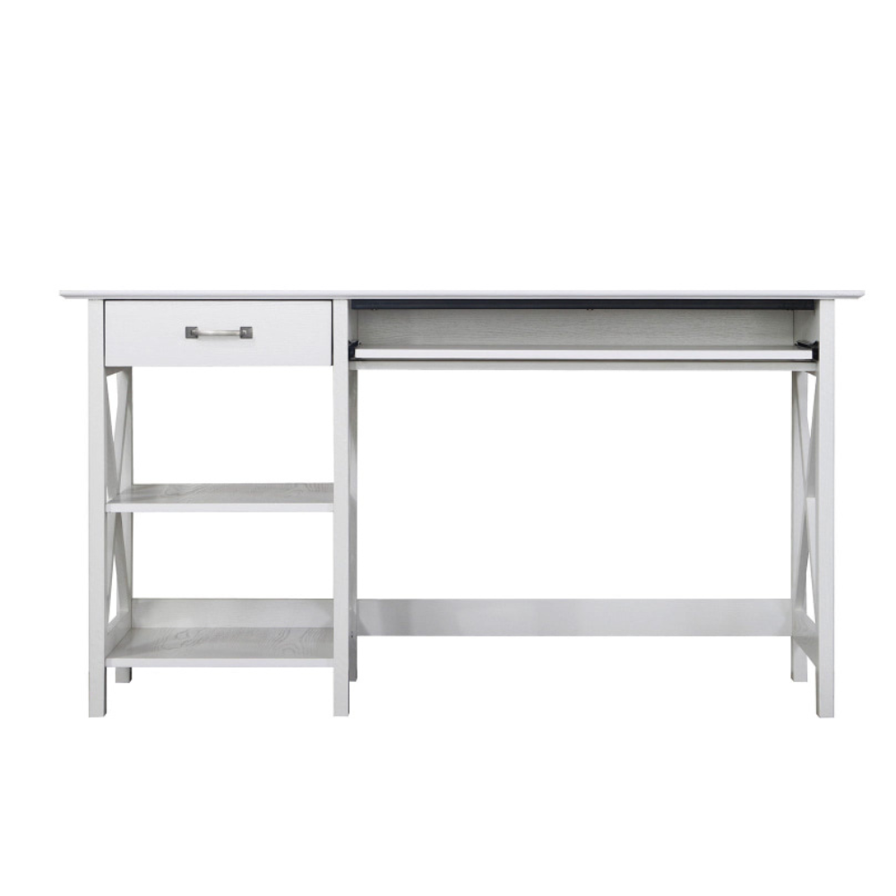 Nazma Home Office Computer Writing Working Desk 1.4m W/ Open Shelves & 1-Drawer White Fast shipping On sale